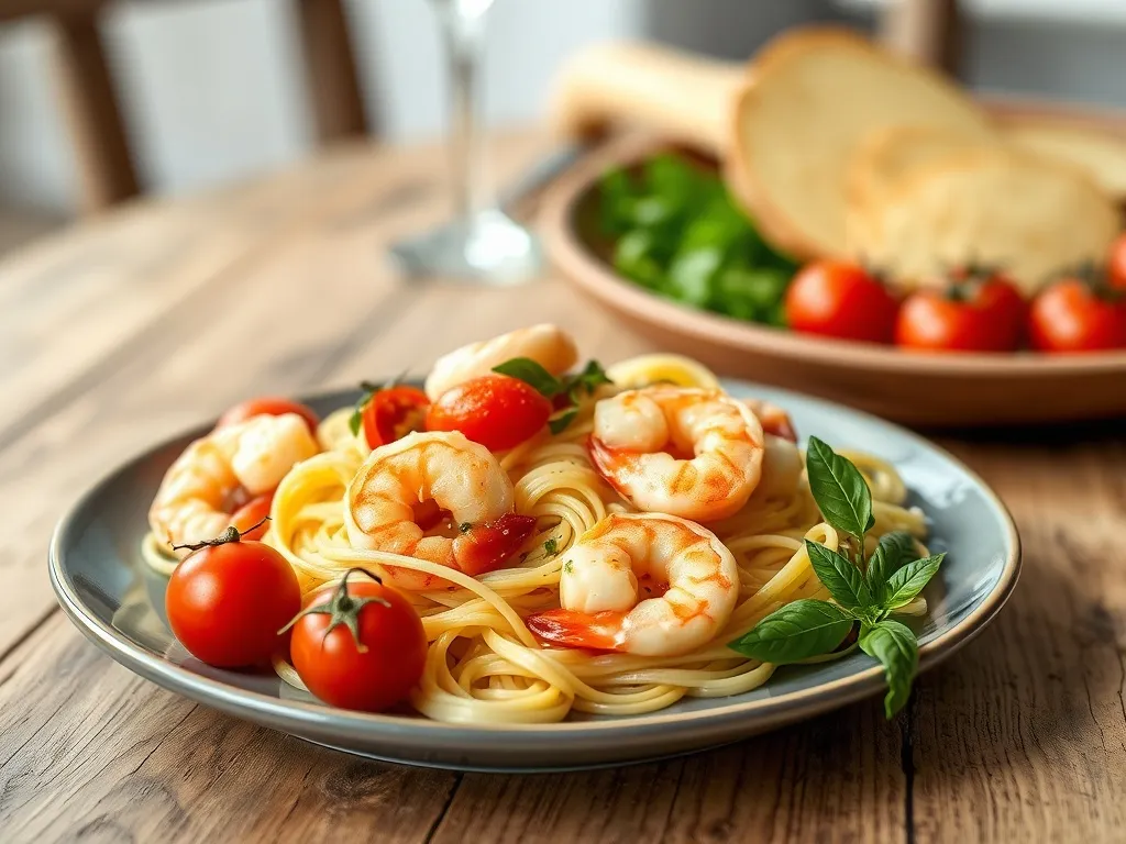 Makaron z krewetkami i pomidorkami: pyszny przepis na obiad