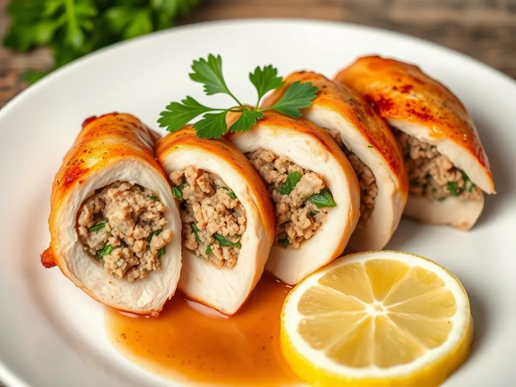 Przepis na kurczak faszerowany mięsem mielonym i pietruszką