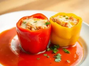 Przepis: papryka faszerowana w sosie pomidorowym