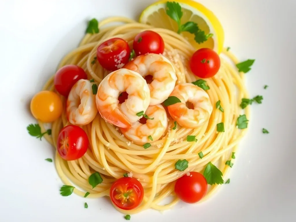Szybki przepis na makaron z krewetkami i pomidorkami koktajlowymi