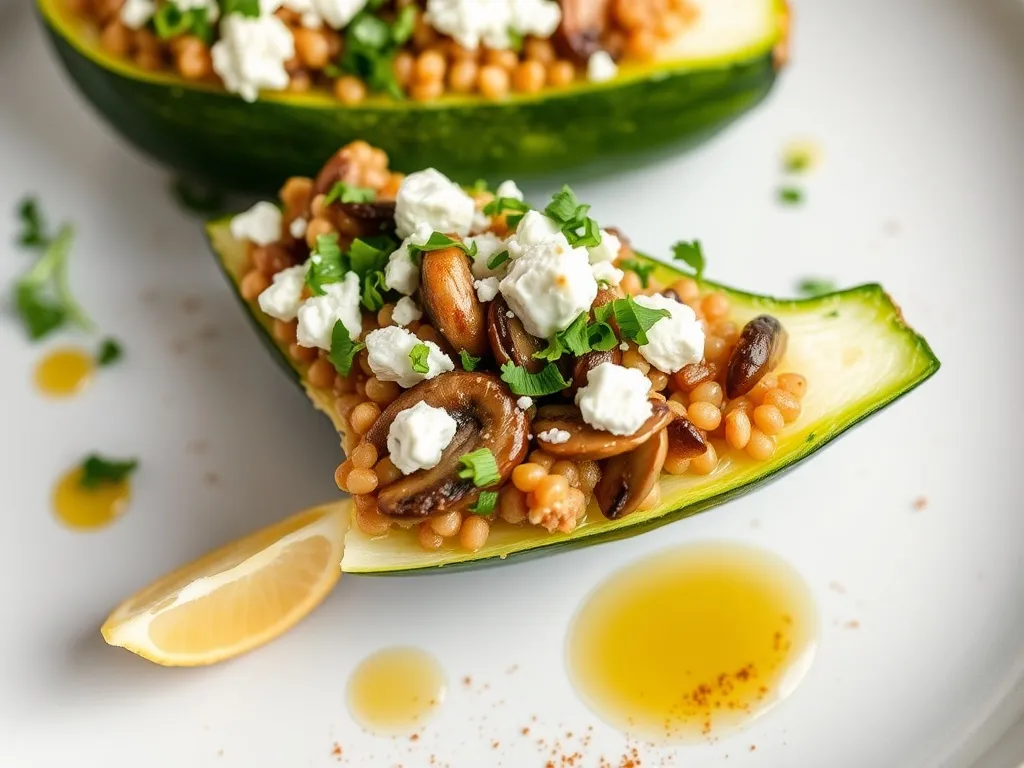 Pyszna cukinia faszerowana kaszą jaglaną i pieczarkami