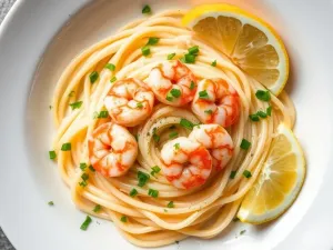 Szybki przepis: makaron z krewetkami w sosie śmietanowym