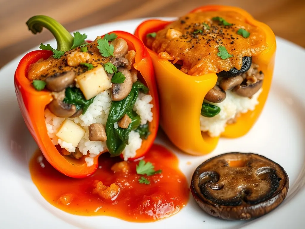 Papryka faszerowana wegetariańska z pieczarkami: prosty przepis