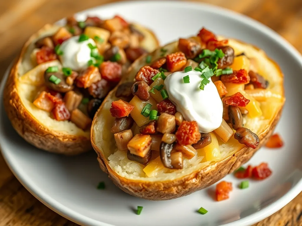 Przepis na ziemniaki faszerowane boczkiem i pieczarkami