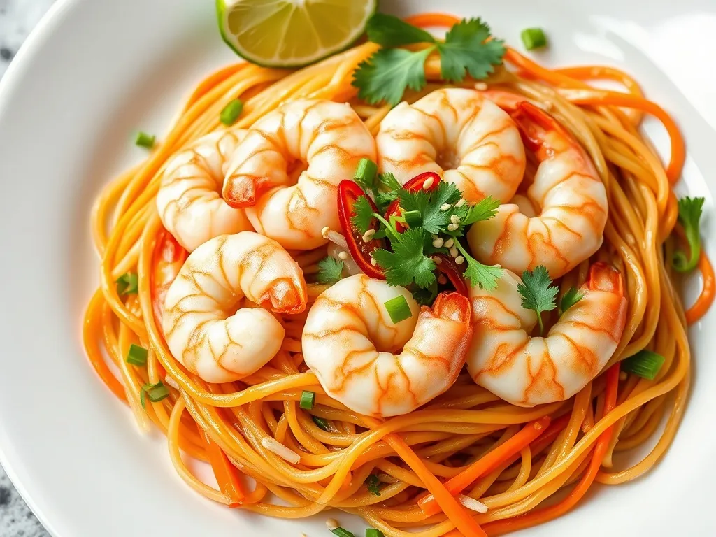 Szybki przepis na makaron sojowy z krewetkami