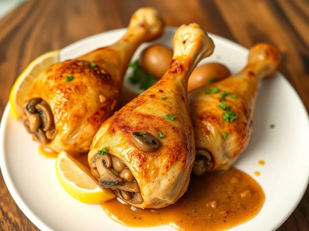 Przepis na faszerowane pałki z kurczaka pieczarkami