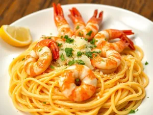 Przepis na makaron z krewetkami na winie