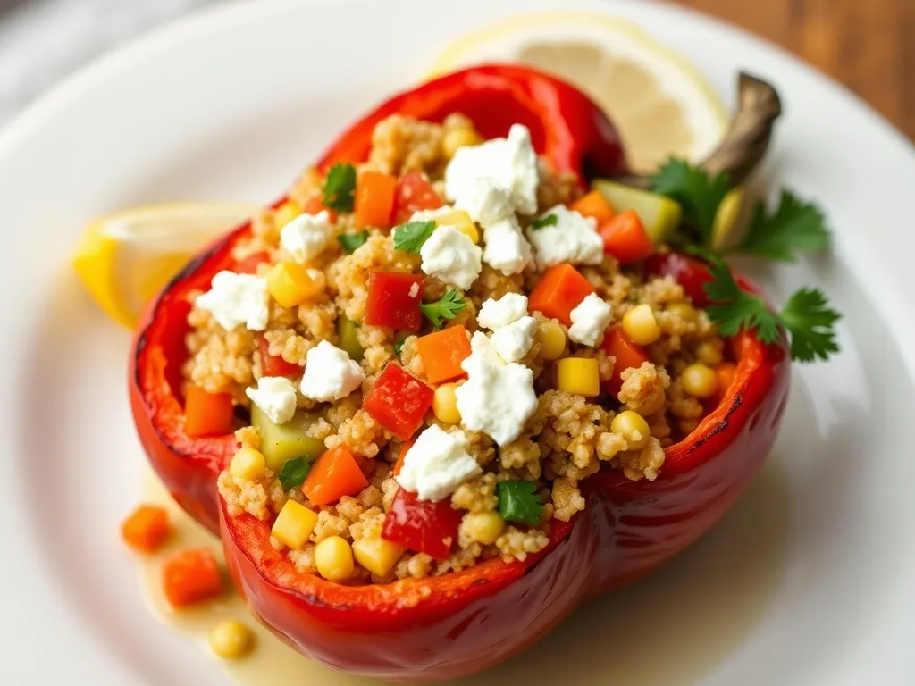 Przepis: papryka faszerowana kaszą bulgur i warzywami